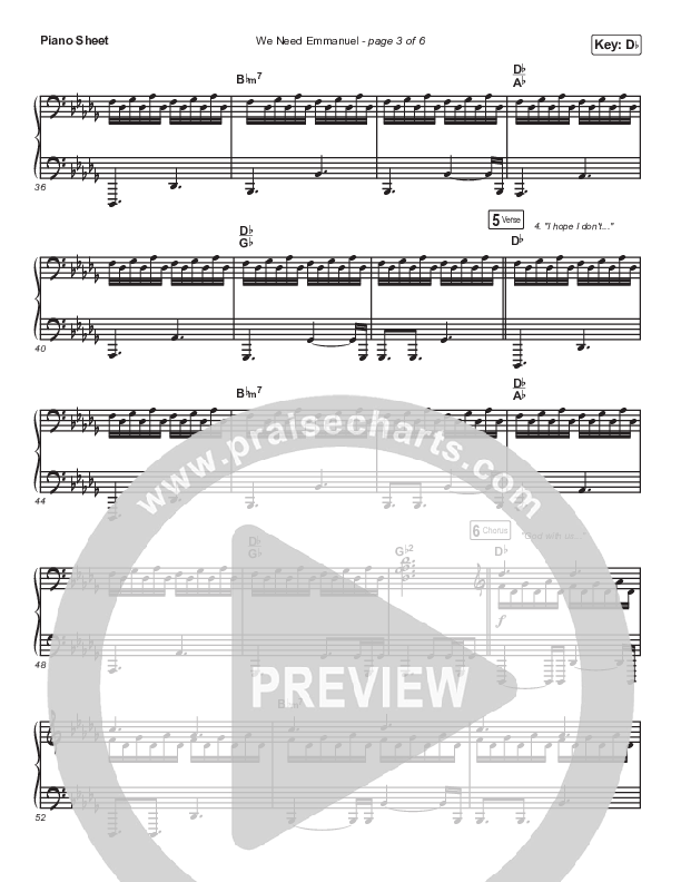 We Need Emmanuel Piano Sheet (Brandon Heath)