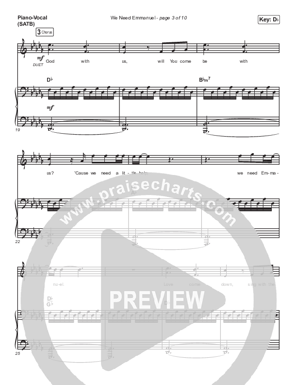 We Need Emmanuel Piano/Vocal (SATB) (Brandon Heath)
