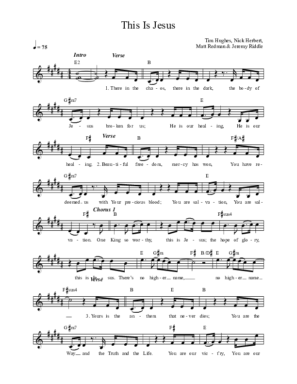 This Is Jesus Lead Sheet (Gas Street Music)