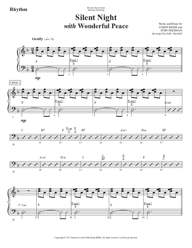 Silent Night (with Wonderful Peace) Rhythm Chart (WorshipTeam.tv)