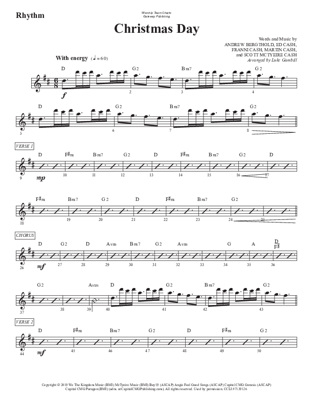 Christmas Day Rhythm Chart (WorshipTeam.tv)