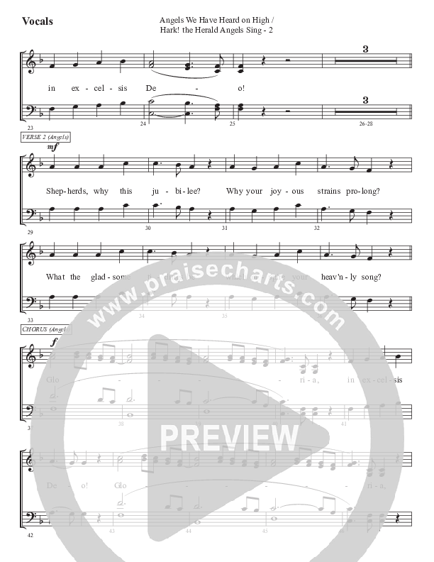 Angels We Have Heard On High (with Hark The Herald Angels Sing) Choir Sheet (SATB) (WorshipTeam.tv)