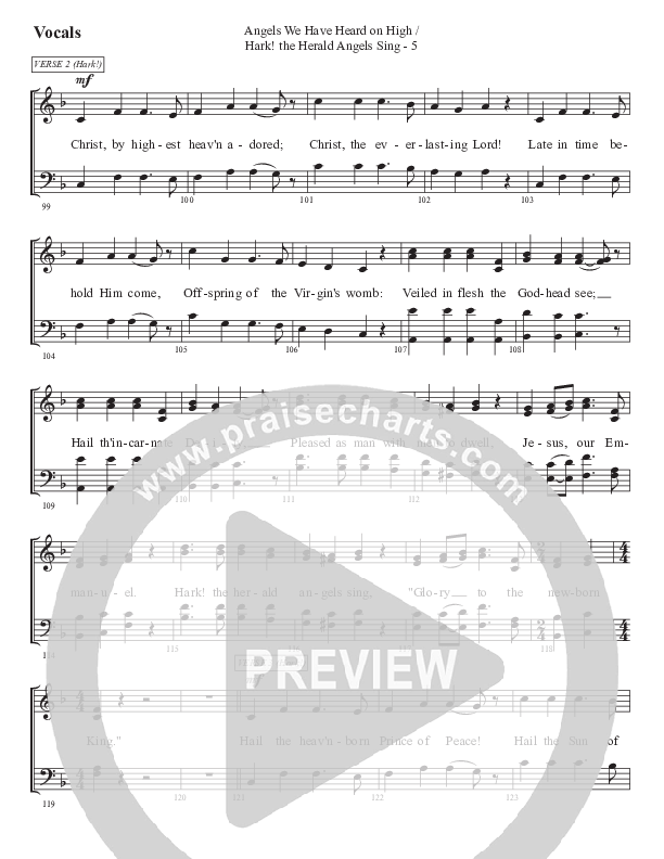 Angels We Have Heard On High (with Hark The Herald Angels Sing) Choir Sheet (SATB) (WorshipTeam.tv)