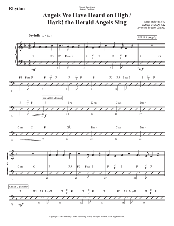 Angels We Have Heard On High (with Hark The Herald Angels Sing) Rhythm Chart (WorshipTeam.tv)
