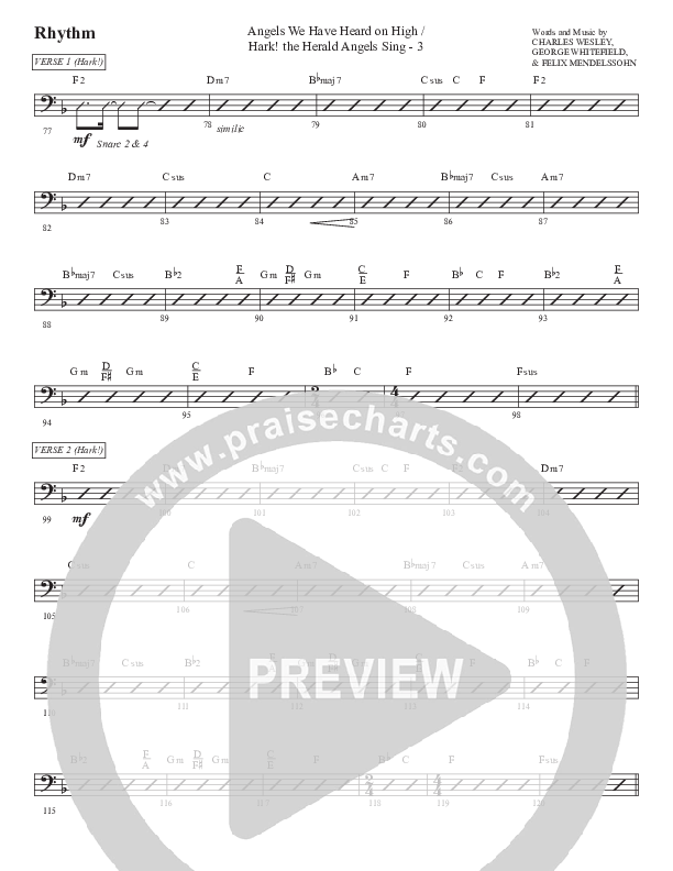 Angels We Have Heard On High (with Hark The Herald Angels Sing) Rhythm Chart (WorshipTeam.tv)