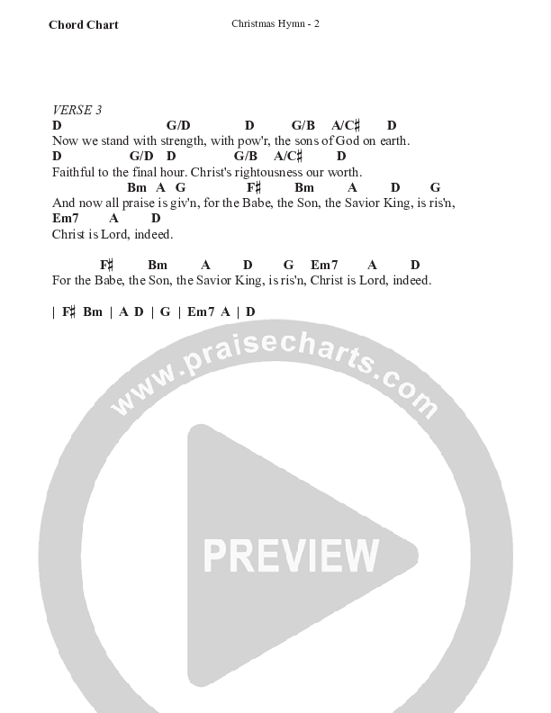 Christmas Hymn (Praise To God Whose Love Was Shown) Chord Chart (WorshipTeam.tv)