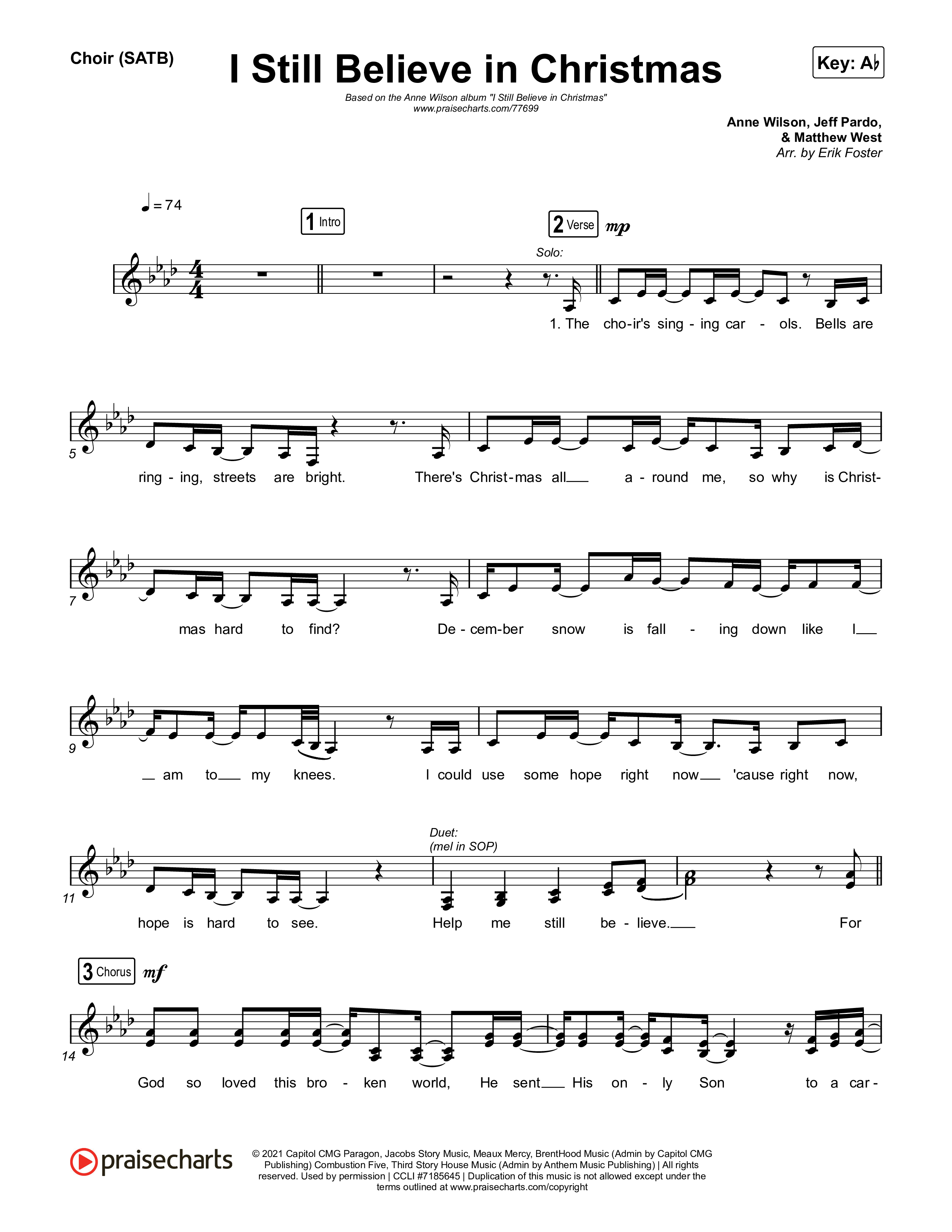 I Still Believe In Christmas Choir Sheet (SATB) (Anne Wilson)