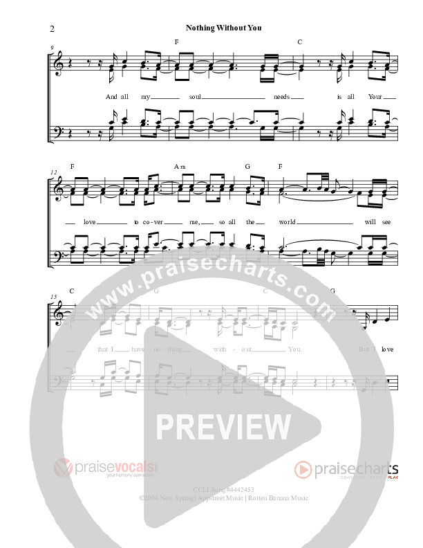 Nothing Without You Lead Sheet (PraiseVocals)