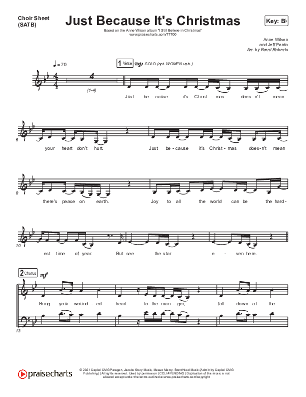 Just Because It's Christmas Choir Sheet (SATB) (Anne Wilson)