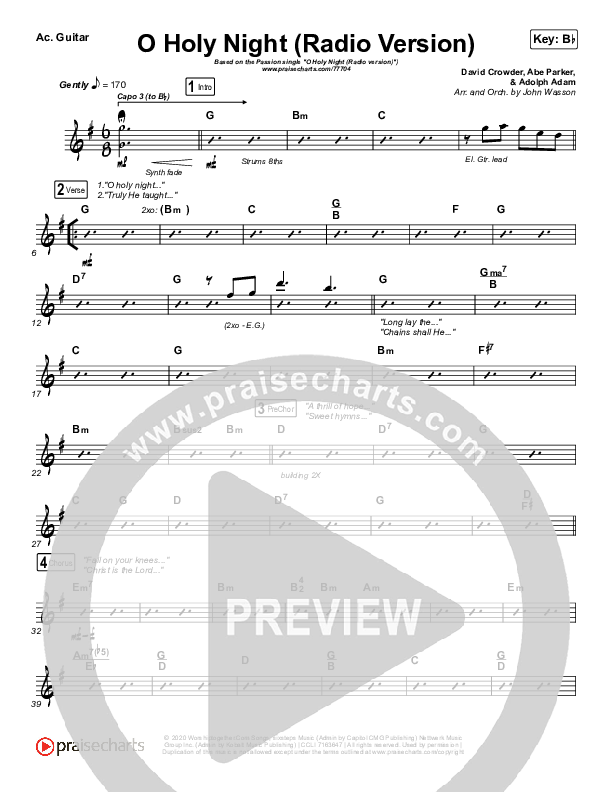 O Holy Night (Radio) Rhythm Chart (Print Only) (Crowder / Passion)