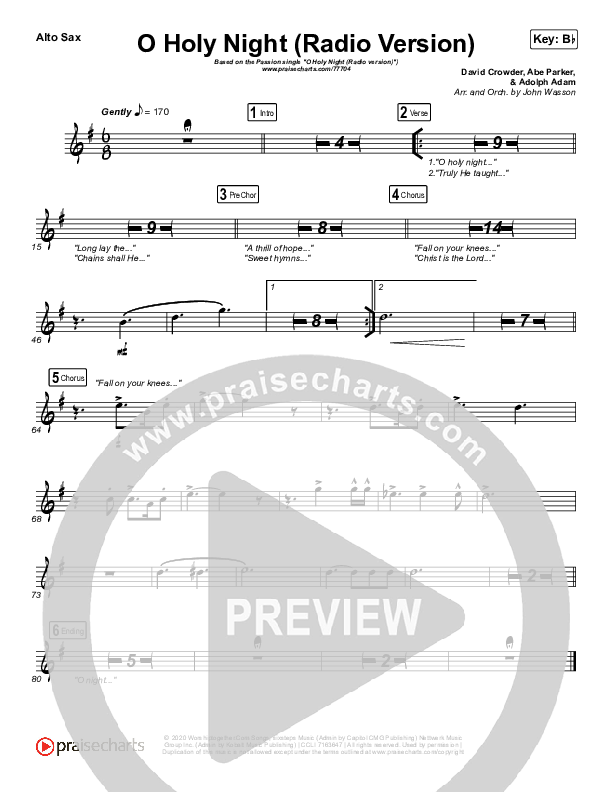 O Holy Night (Radio) Alto Sax (Crowder / Passion)