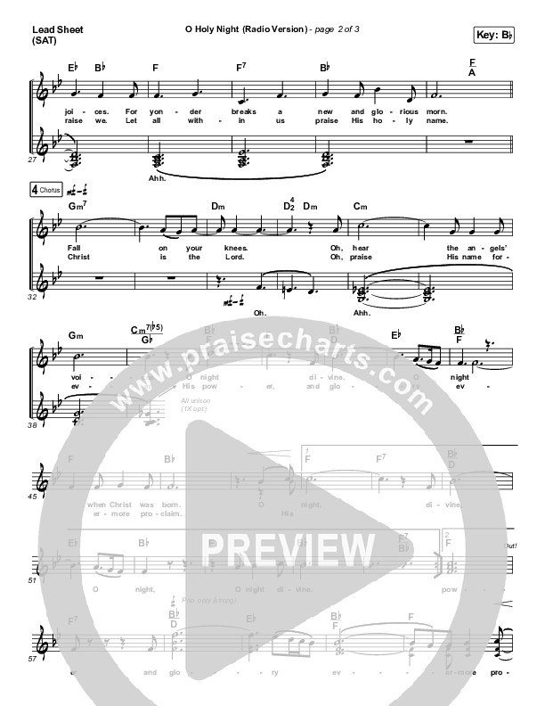 O Holy Night (Radio) Lead Sheet (Print Only) (Crowder / Passion)