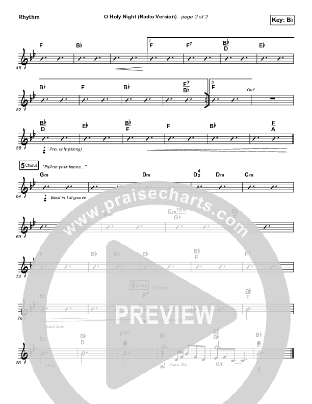 O Holy Night (Radio) Rhythm Chart (Print Only) (Crowder / Passion)