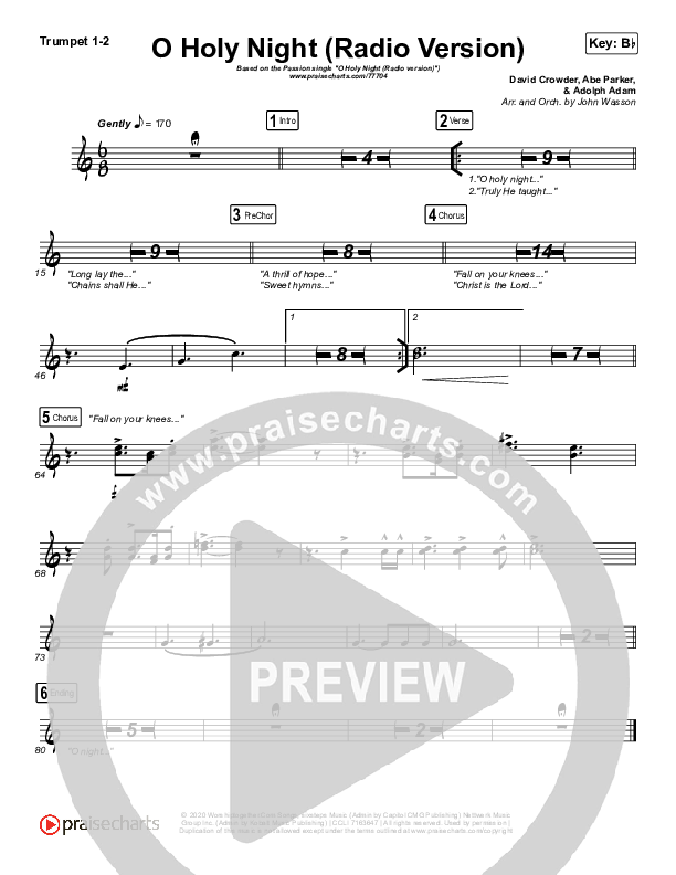 O Holy Night (Radio) Trumpet 1,2 (Crowder / Passion)