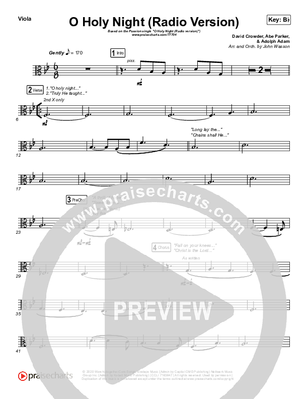 O Holy Night (Radio) Viola (Crowder / Passion)