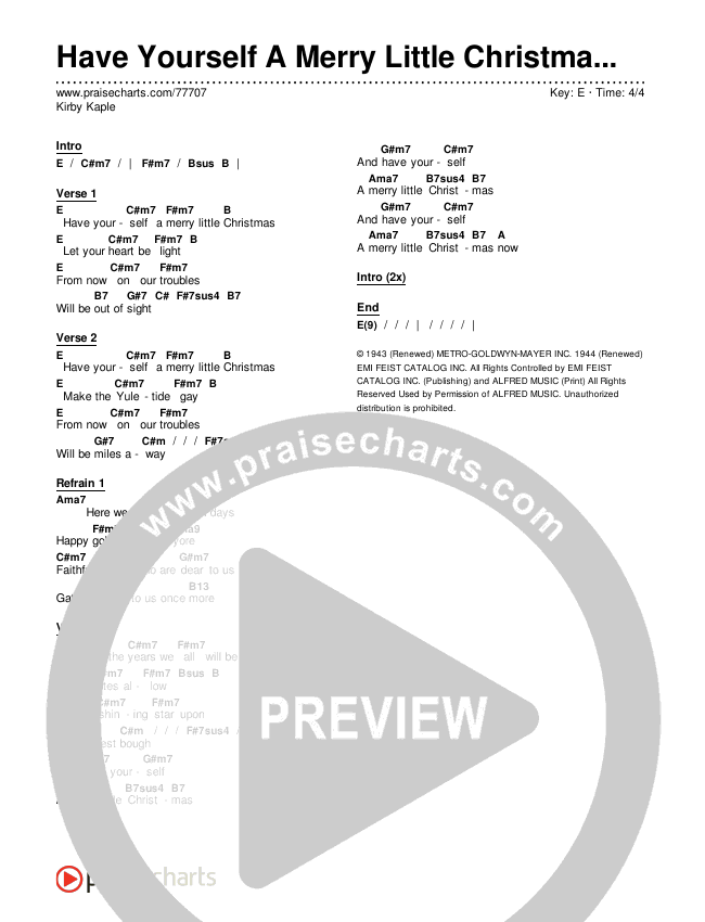 Have Yourself A Merry Little Christmas Chords & Lyrics (Kirby Kaple)