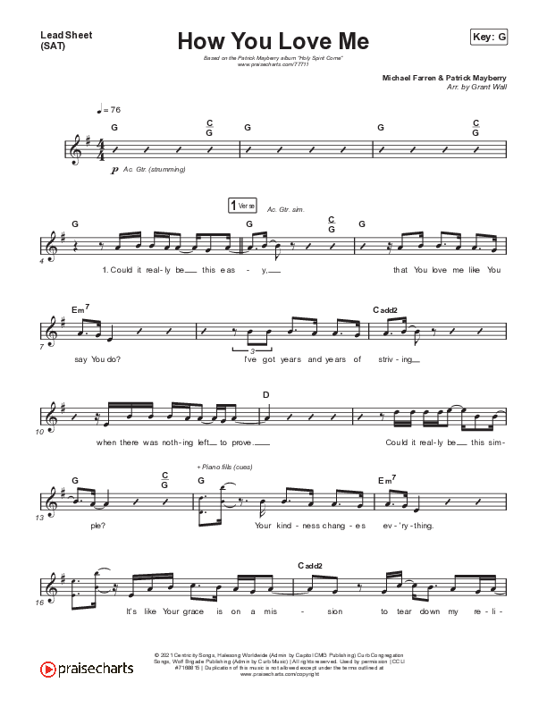 How You Love Me Lead Sheet (SAT) (Patrick Mayberry)