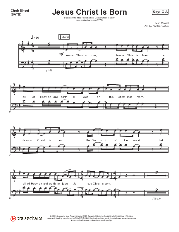 Jesus Christ Is Born Choir Sheet (SATB) (Mac Powell)