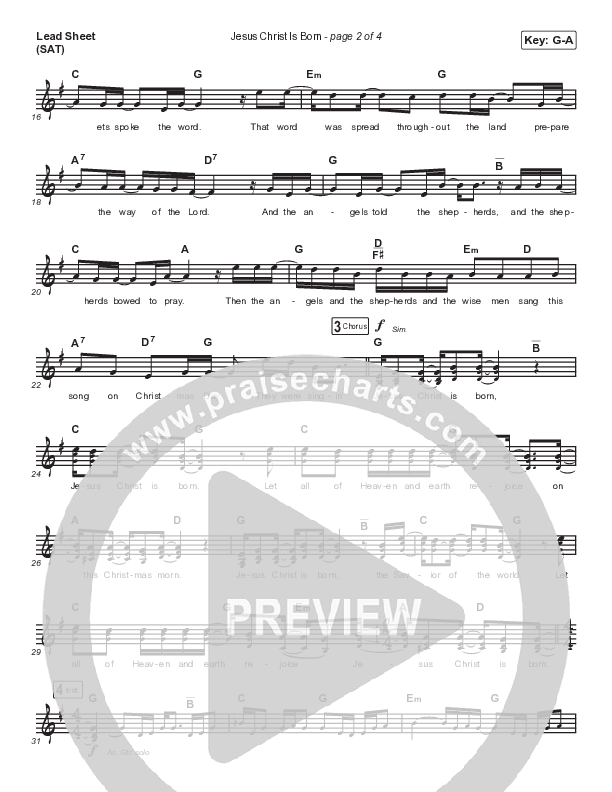 Jesus Christ Is Born Lead Sheet (SAT) (Mac Powell)