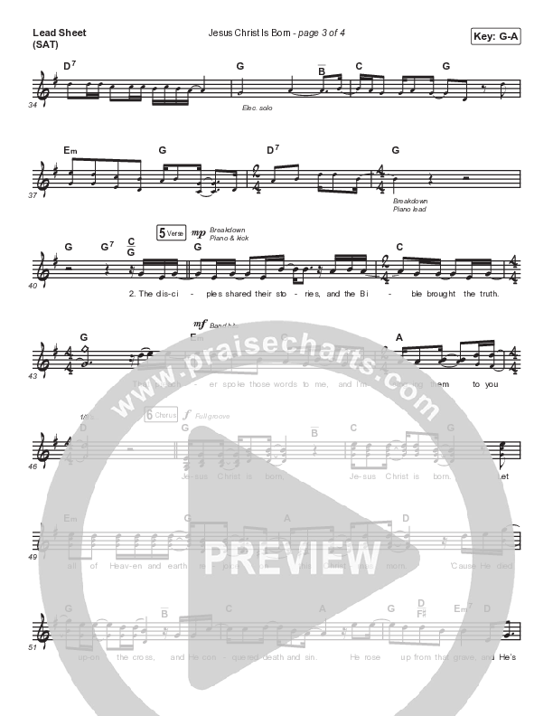 Jesus Christ Is Born Lead Sheet (SAT) (Mac Powell)