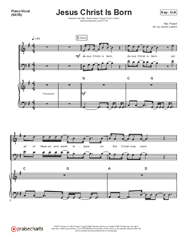 Jesus Christ Is Born Piano/Vocal Pack (Mac Powell)