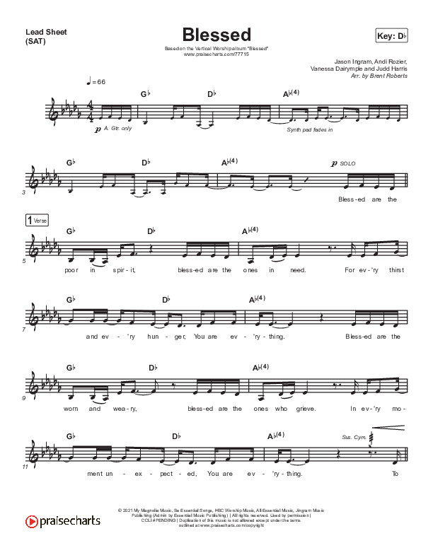 Blessed Lead Sheet (SAT) (Vertical Worship)