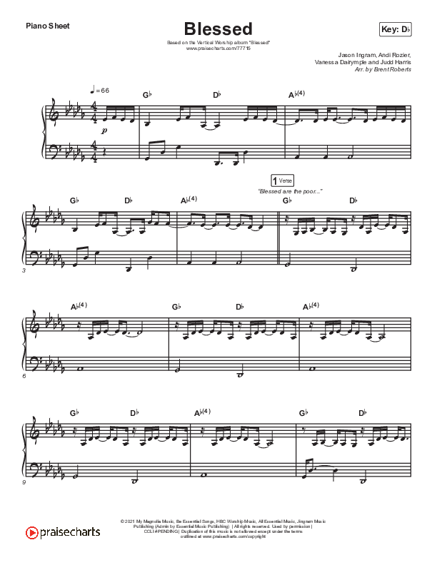 Blessed Piano Sheet (Vertical Worship)
