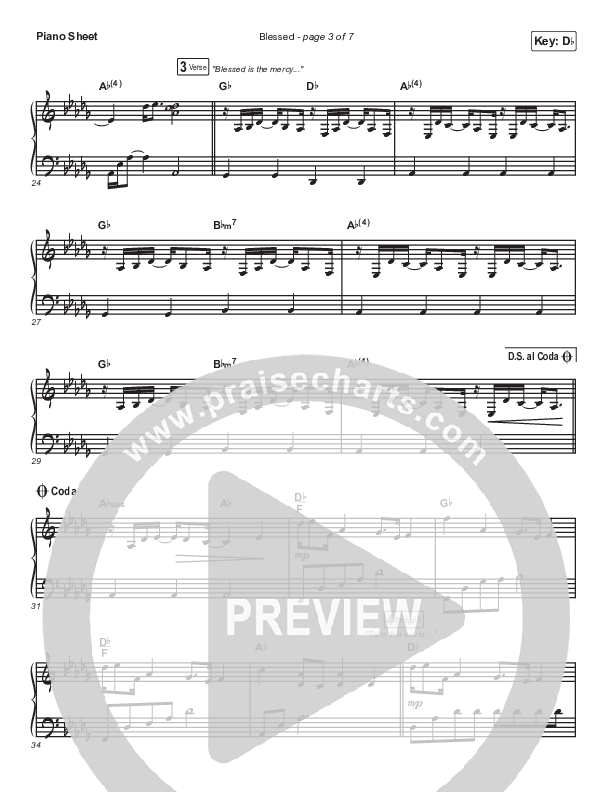 Blessed Piano Sheet (Vertical Worship)