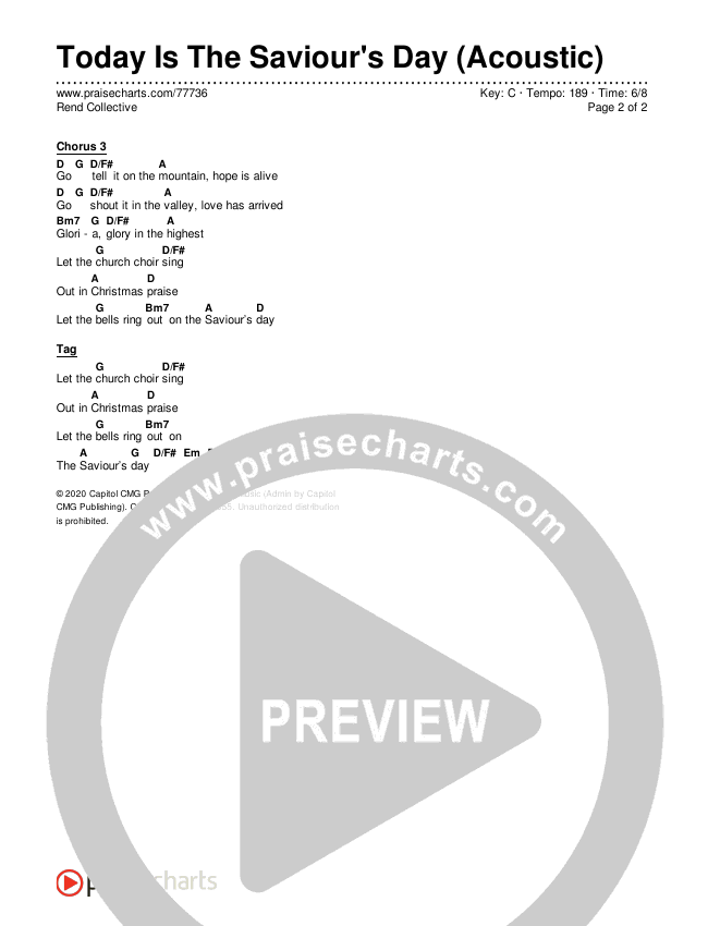 Today Is The Saviour's Day (Acoustic) Chords & Lyrics (Rend Collective)