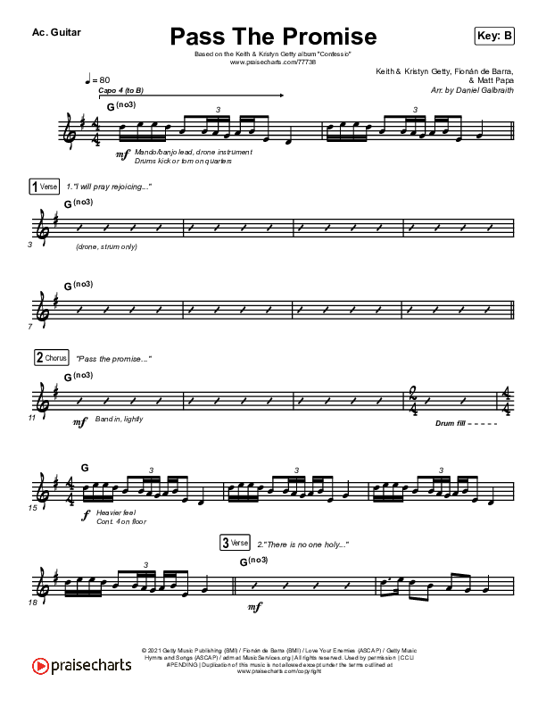 Pass The Promise Acoustic Guitar (Keith & Kristyn Getty / Sandra McCracken)