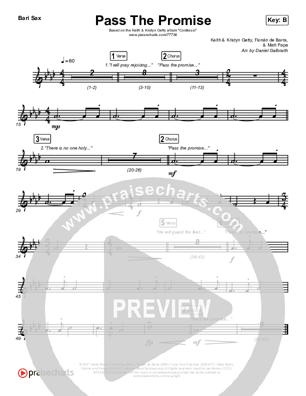 Pass The Promise Bari Sax (Keith & Kristyn Getty / Sandra McCracken)