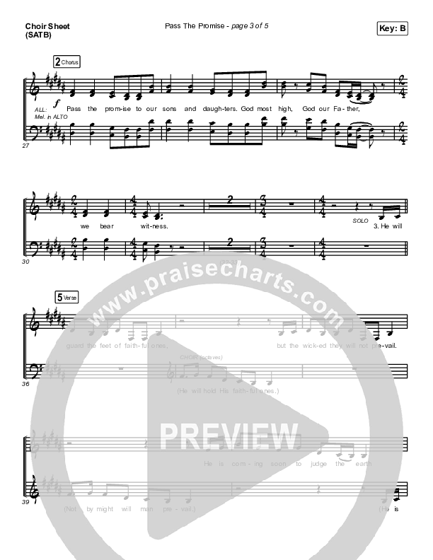 Pass The Promise Choir Sheet (SATB) (Keith & Kristyn Getty / Sandra McCracken)