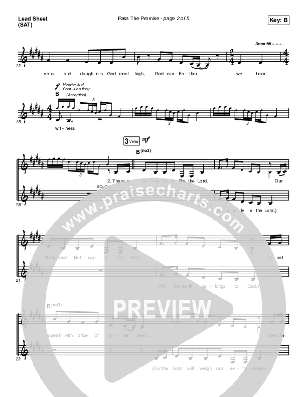 Pass The Promise Lead Sheet (SAT) (Keith & Kristyn Getty / Sandra McCracken)
