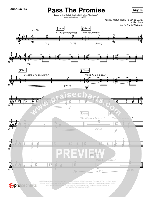 Pass The Promise Tenor Sax 1/2 (Keith & Kristyn Getty / Sandra McCracken)