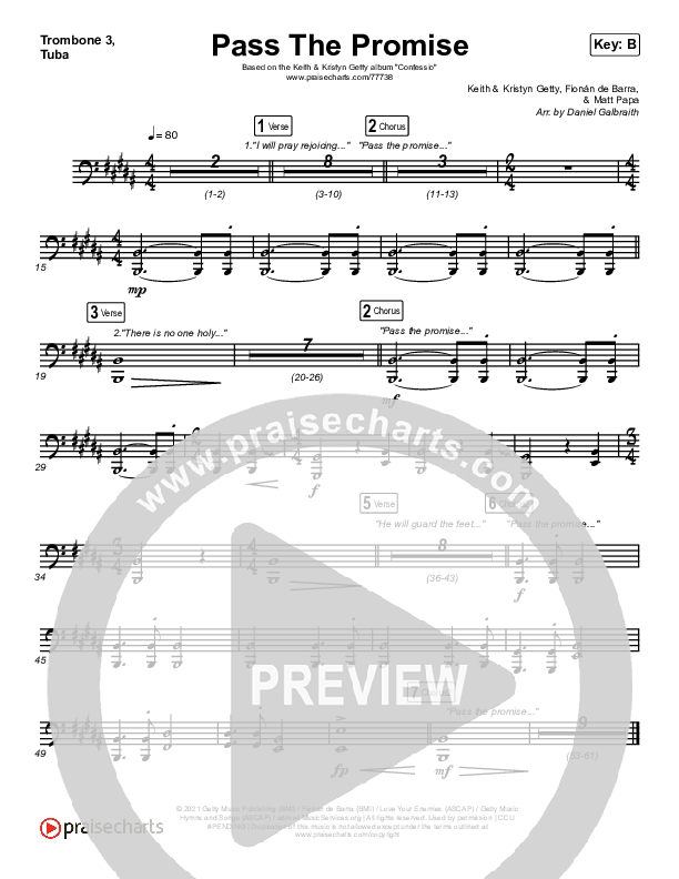 Pass The Promise Trombone 3/Tuba (Keith & Kristyn Getty / Sandra McCracken)