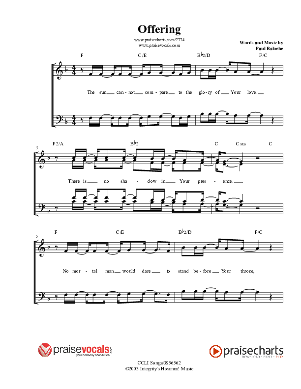Offering Lead Sheet (PraiseVocals)