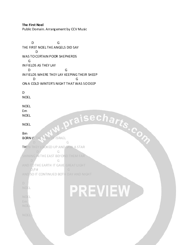 The First Noel Chord Chart (CCV Music)