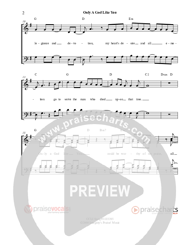 Only A God Like You Lead Sheet (PraiseVocals)