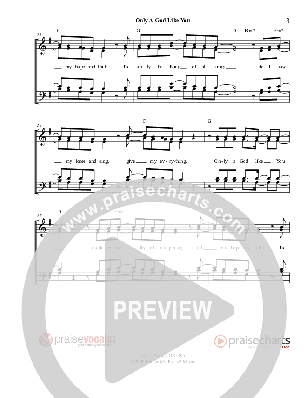 Only A God Like You Lead Sheet (PraiseVocals)