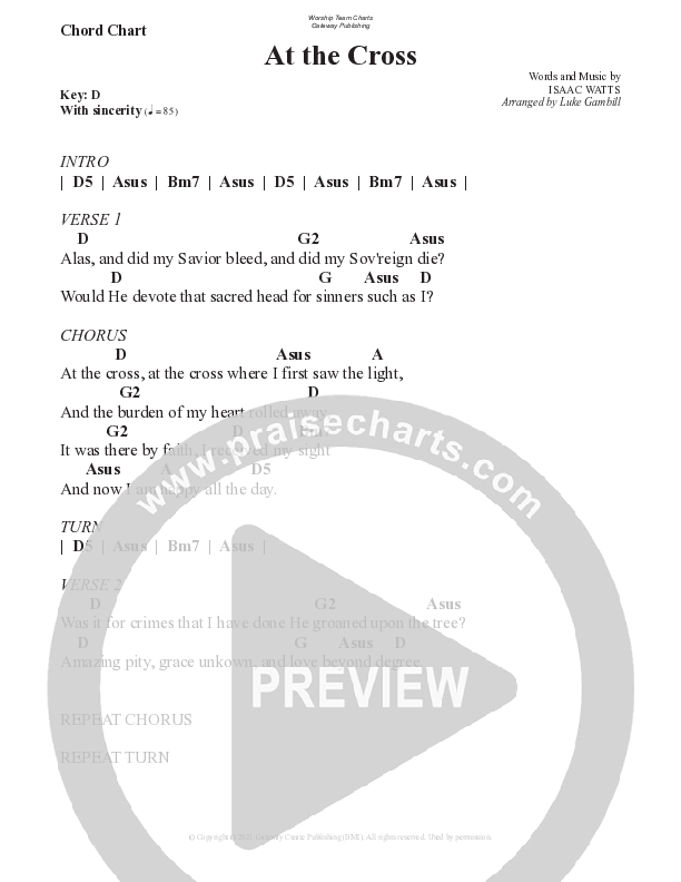 At The Cross Chord Chart (WorshipTeam.tv)