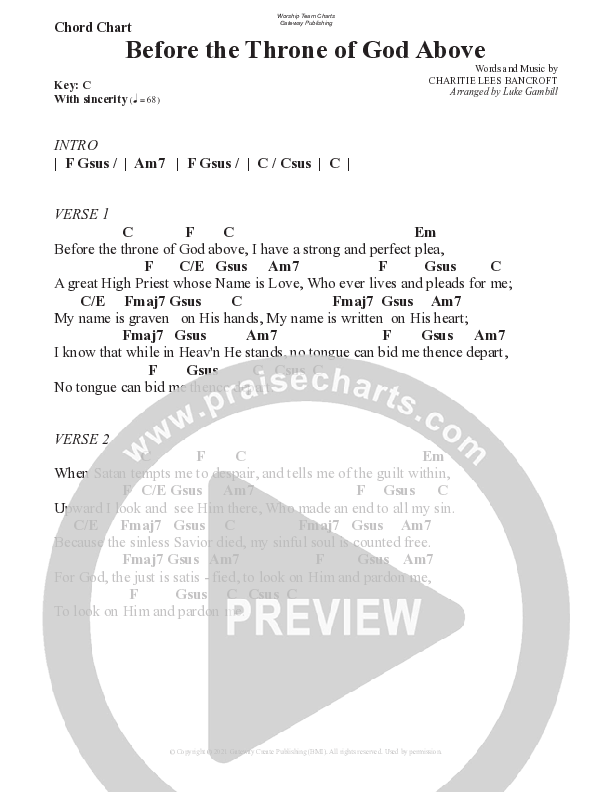 Before The Throne Of God Above Chord Chart (WorshipTeam.tv)