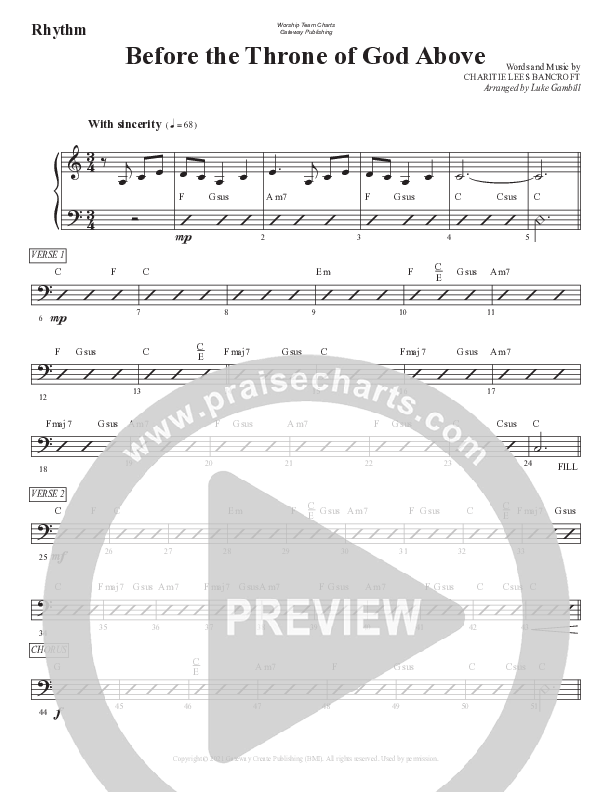 Before The Throne Of God Above Rhythm Chart (WorshipTeam.tv)