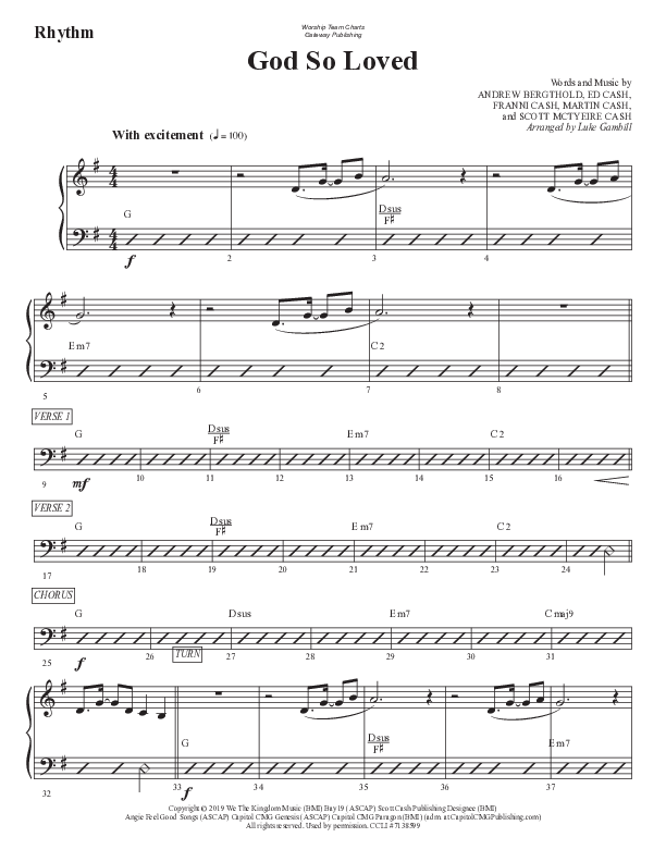 God So Loved Rhythm Chart (WorshipTeam.tv)