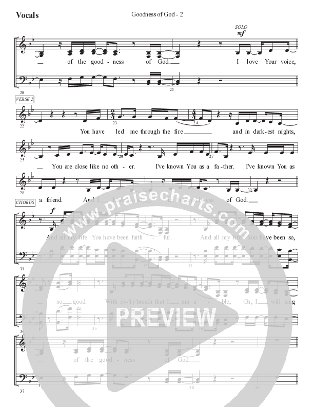 Goodness Of God Choir Sheet (SATB) (WorshipTeam.tv)
