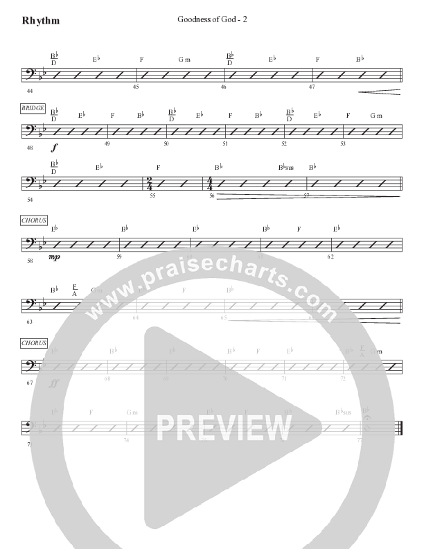 Goodness Of God Rhythm Chart (WorshipTeam.tv)
