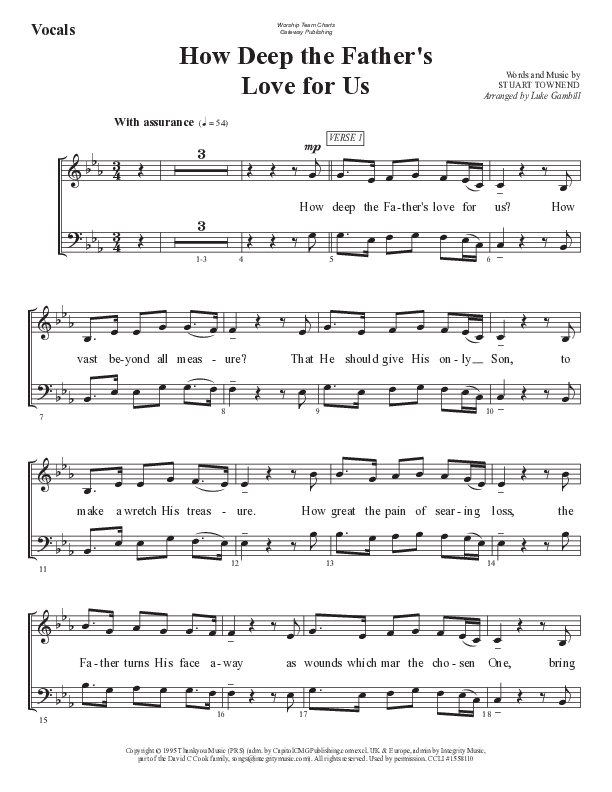 How Deep The Father's Love For Us Choir Sheet (SATB) (WorshipTeam.tv)