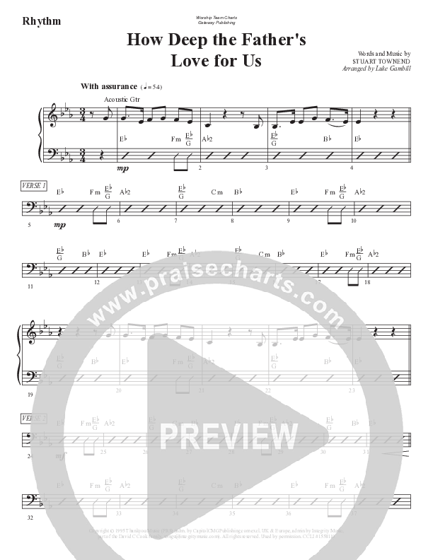 How Deep The Father's Love For Us Rhythm Chart (WorshipTeam.tv)