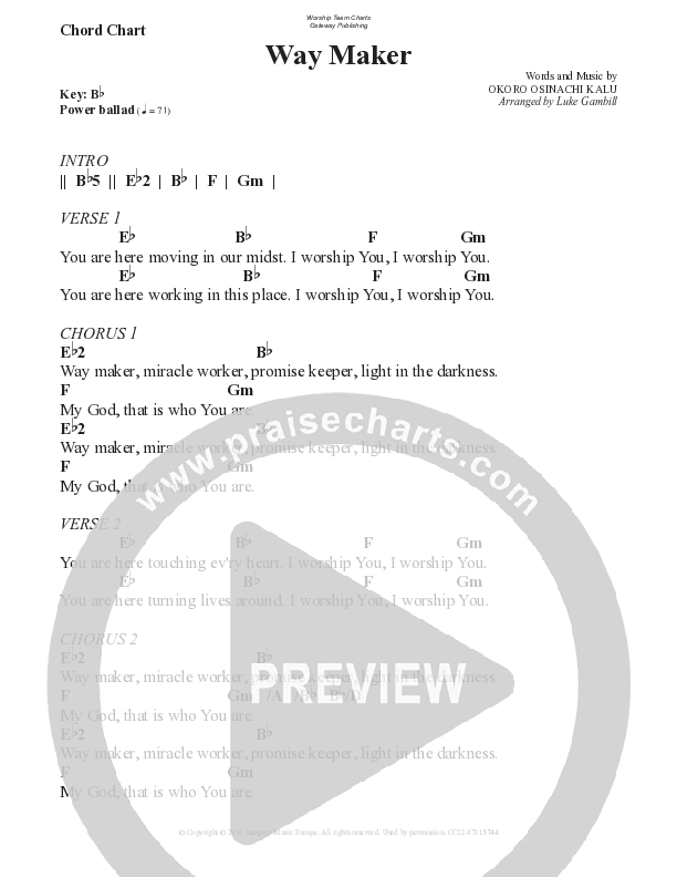 Way Maker Chord Chart (WorshipTeam.tv)