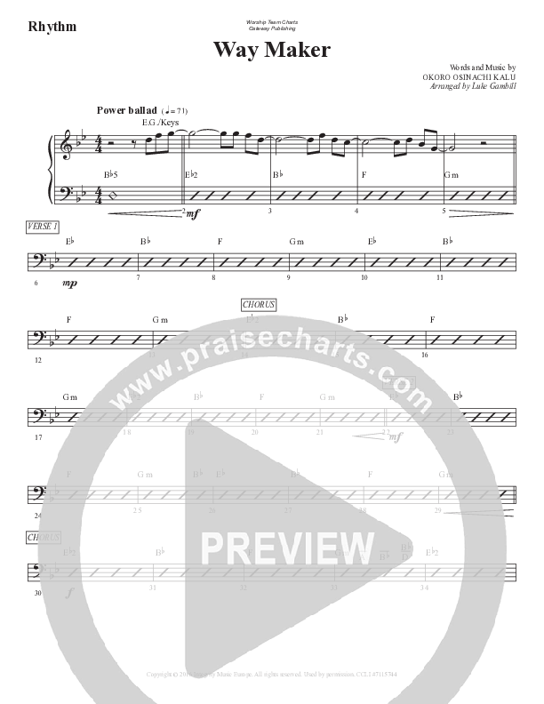 Way Maker Rhythm Chart (WorshipTeam.tv)