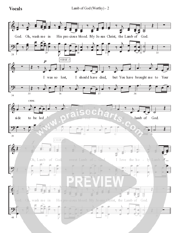 Lamb Of God (Worthy) Choir Sheet (SATB) (WorshipTeam.tv)